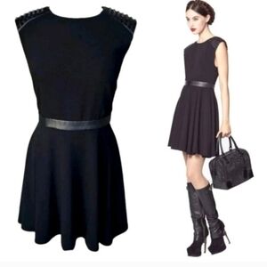 alice + olivia kerry leather and studded shoulder mini dress Size Medium